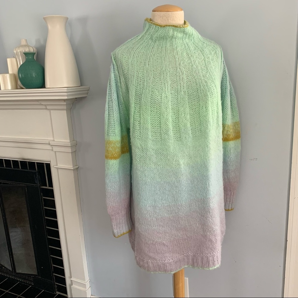 SOLD!! Anthropologie Perri ombré Alpaca tunic sweater mock neck NWOT mint - Picture 9 of 15